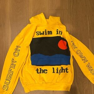 Yellow Graphic Hoodie with Text and Design